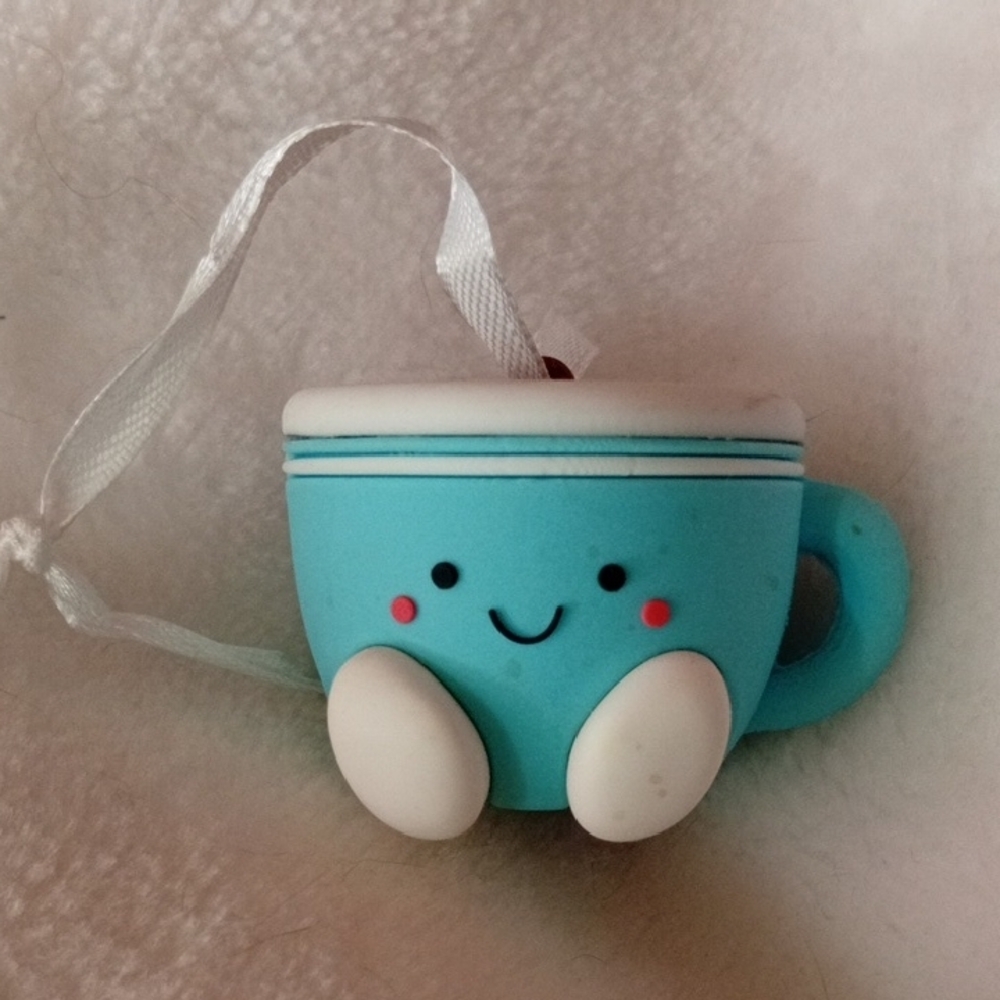 Hallmark Blue and White Smiling Mug Ornament